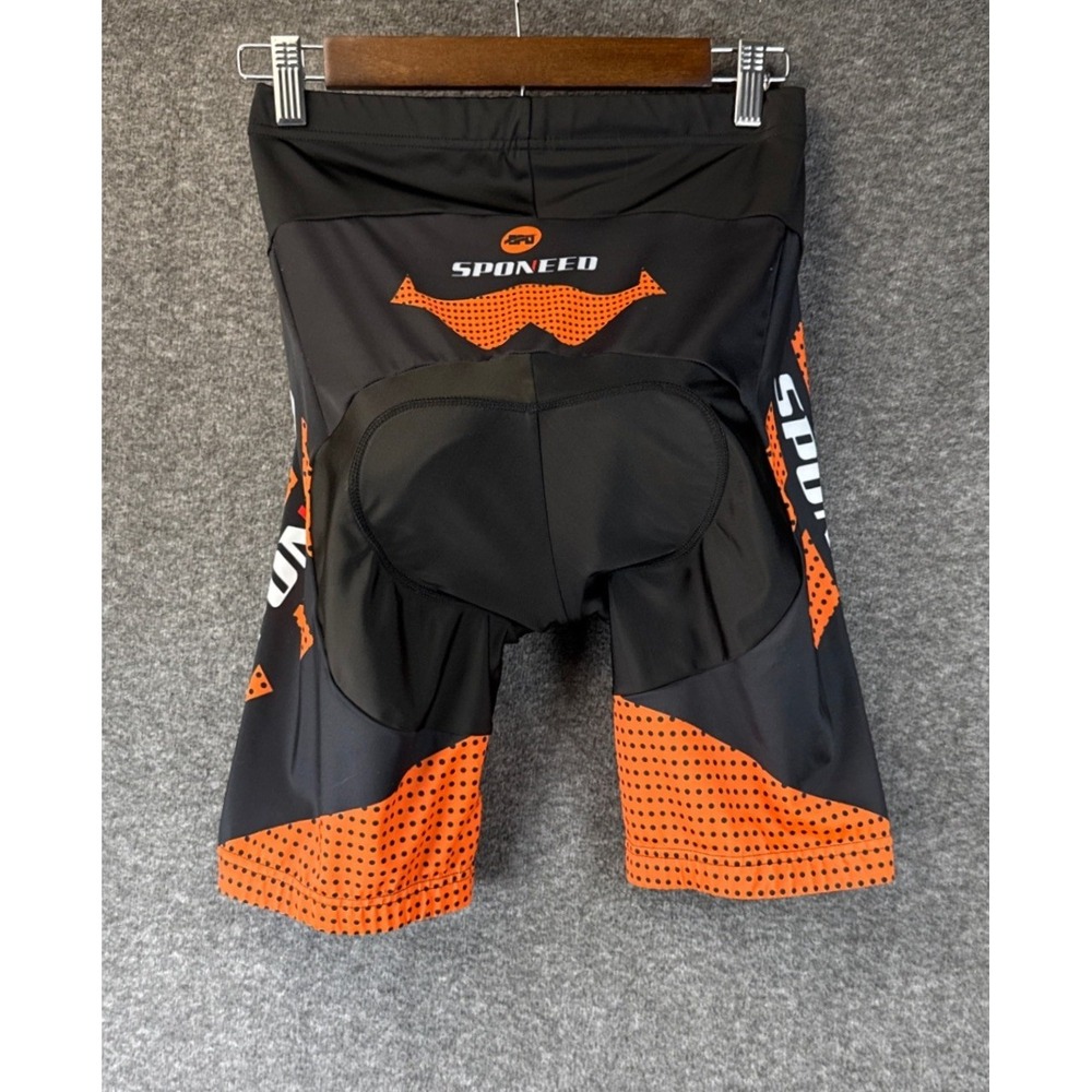 Sponeed Cycling Shorts Men L Black Orange 4D Gel Padded Bike Shorts Stretchy EUC